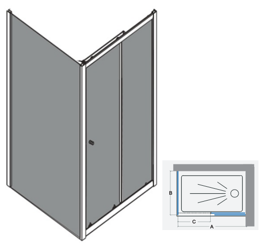 rectangular sliding shower door