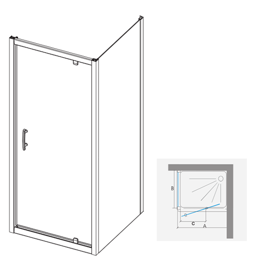 hinged pivot door with side panel