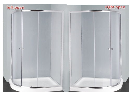 offset quadrant shower door reversible