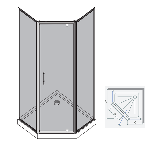 corner entry shower screen diamond shape